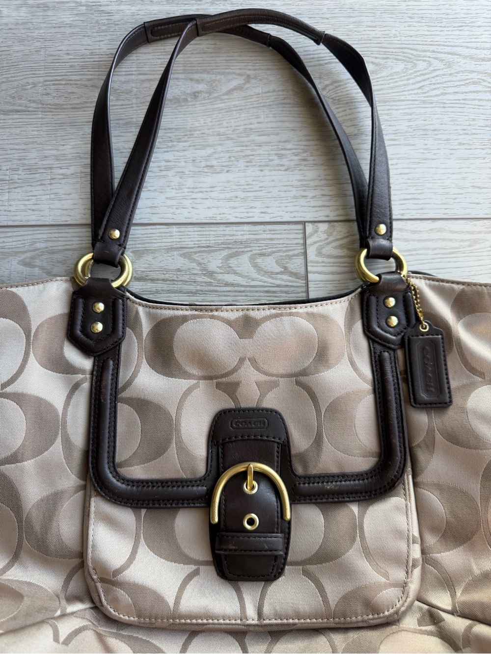 Coach Khaki and Brown Signature Shoulder Bag - Picture 8 of 8